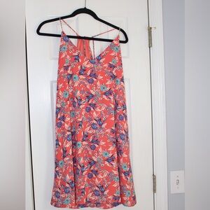 Everly Coral Floral Dress with Blue & Teal Blossoms